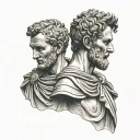 julius caesar and marcus aurelius standing tattoo design idea