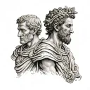 julius caesar and marcus aurelius standing tattoo design idea