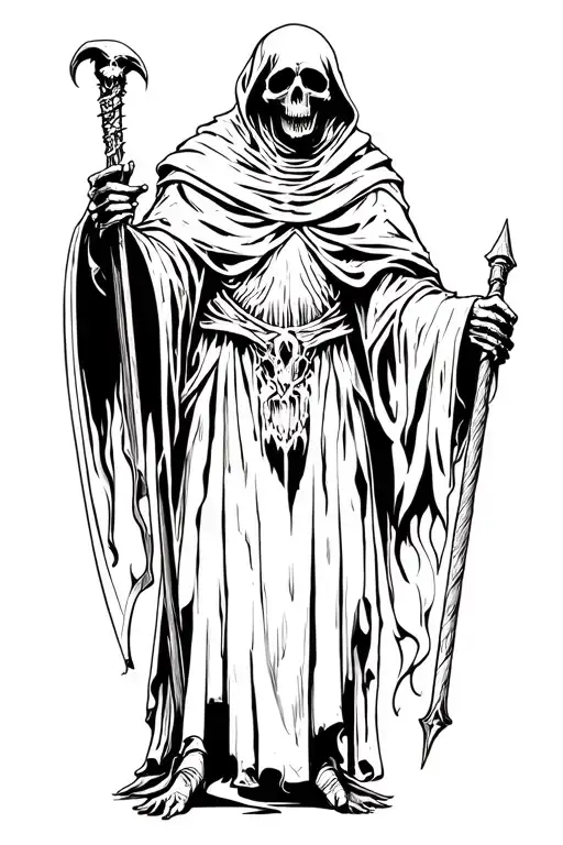 grim reaper standing tattoo design idea