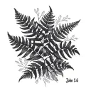 John 3:16 scripture intertwined with fern leaf tattoo design idea