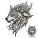 Standing Lapu lapu warrior wolf 3 stars and a sun wrap around on forearm  tattoo design idea