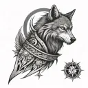 Standing Lapu lapu warrior wolf 3 stars and a sun wrap around on forearm  tattoo design idea