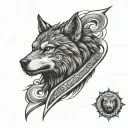 Standing Lapu lapu warrior wolf 3 stars and a sun wrap around on forearm  tattoo design idea