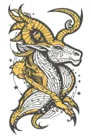 Capricorn constellation merging tattoo design idea