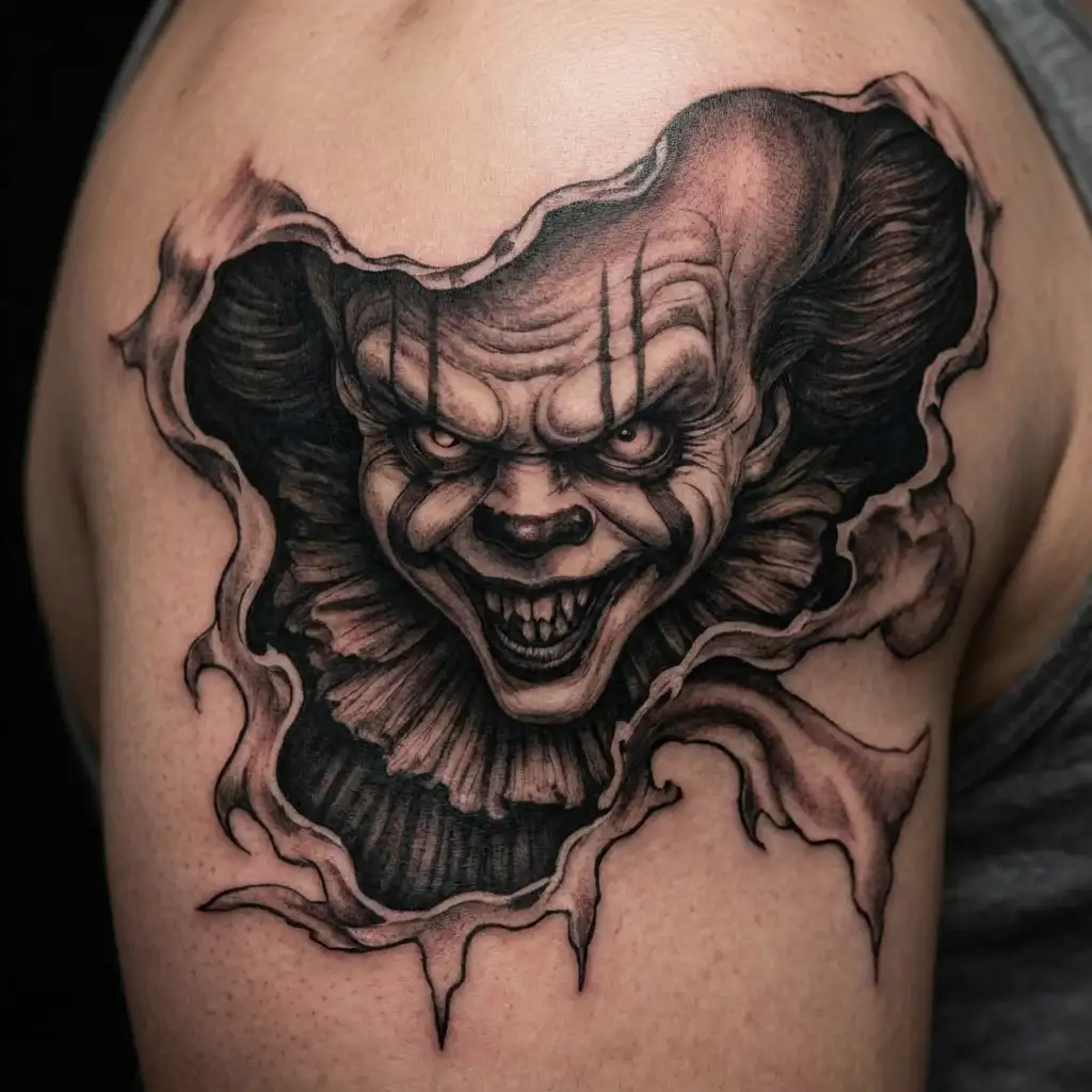Pennywise in sewer tattoo design idea