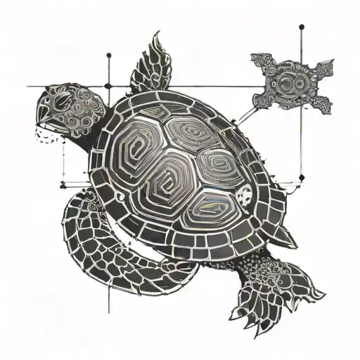 minimalist turtle with Morse code A.R.O. as it's outline  tattoo design idea