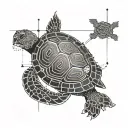 minimalist turtle with Morse code A.R.O. as it's outline  tattoo design idea