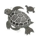 minimalist turtle with Morse code A.R.O. as it's outline  tattoo design idea