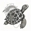 minimalist turtle with Morse code A.R.O. as it's outline  tattoo design idea