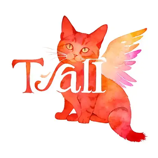 "Tali" a cat silhouette with angel wings tattoo design idea