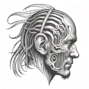 symbolic representation of overcoming a head injury and incorporating sound waves to represent hearing loss tattoo design idea