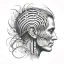 symbolic representation of overcoming a head injury and incorporating sound waves to represent hearing loss tattoo design idea