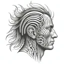 symbolic representation of overcoming a head injury and incorporating sound waves to represent hearing loss tattoo design idea