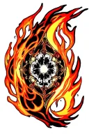 symmetrical fire flames tattoo design idea