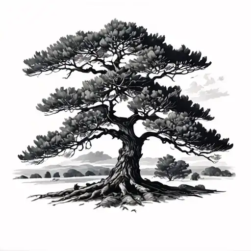 Lebanese Cedar Tree tattoo design idea