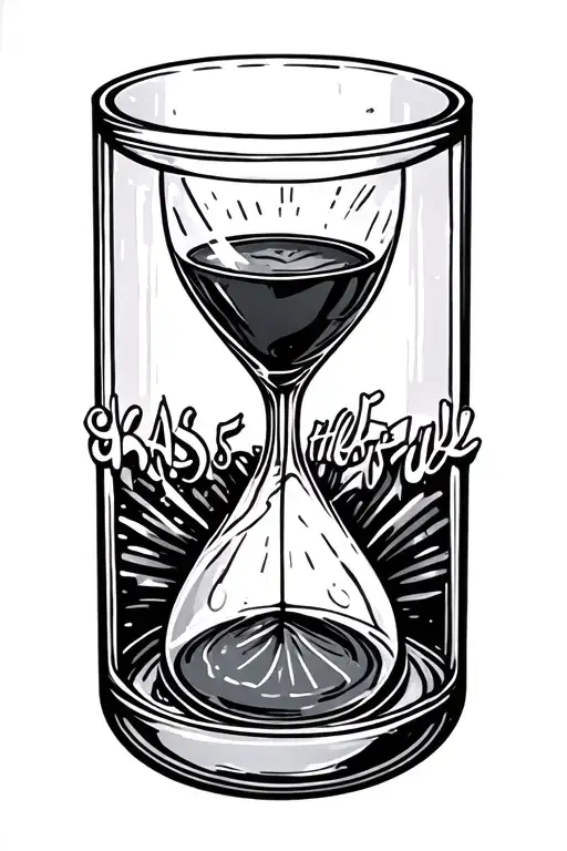 "glass half full" hour glass tattoo design idea