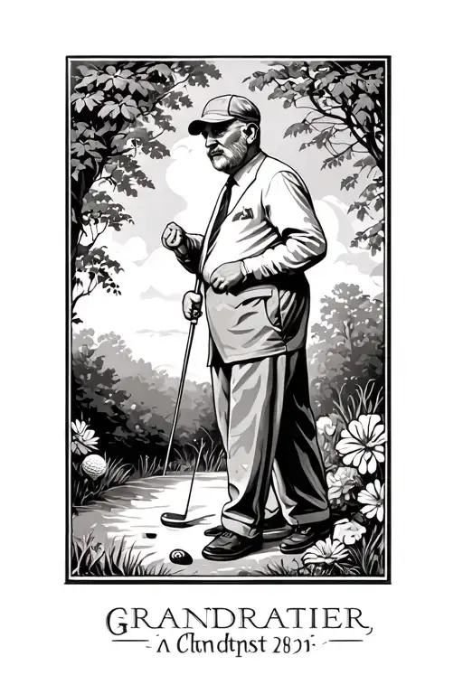 Grandfather Memorial with golfing  tattoo design idea