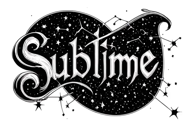 the word Sublime arranged in a constellation tattoo design idea