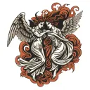 angel and devil as lovers dancing tattoo design idea