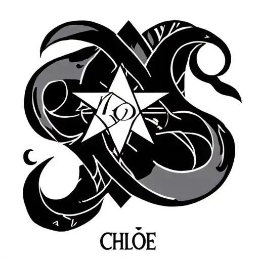 Sagittarius star sign Roman numerals and the name chloe tattoo design idea