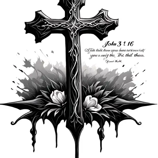 Cross tattoo john 3:16 bible verse tattoo design idea
