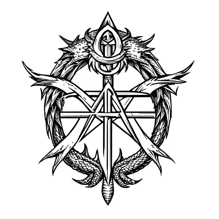 atheist symbol surrounded dacian draco tattoo design idea