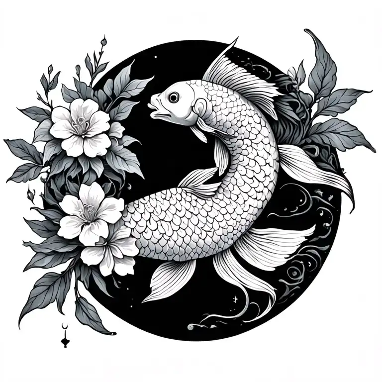 a spine tattoo with flowers and koi fish the pisces sign tattoo design idea