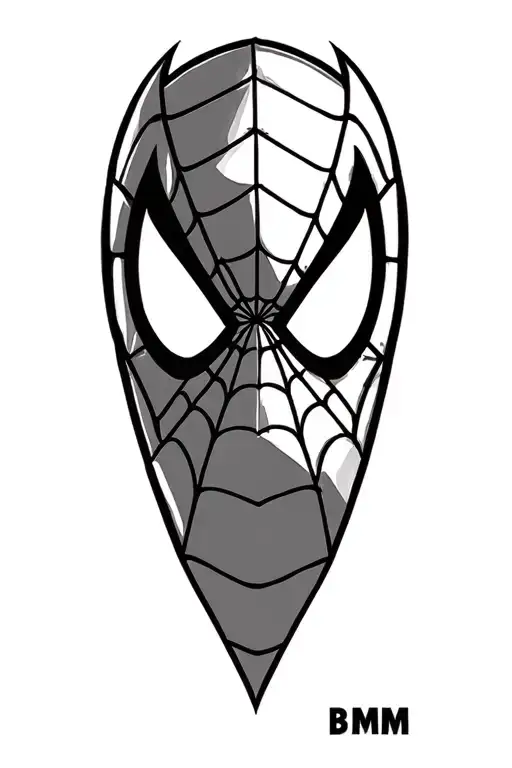 miles Morales Spiderman logo with web include the letters B M. May also take the mask with shadow lines tattoo design idea