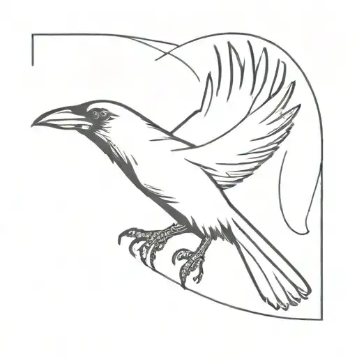 a crow flying tattoo design idea