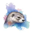 asian small clawed river otter playing rainbow colors tattoo design idea