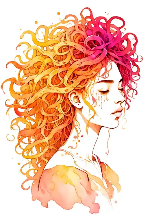 medusa head crying woman tattoo design idea