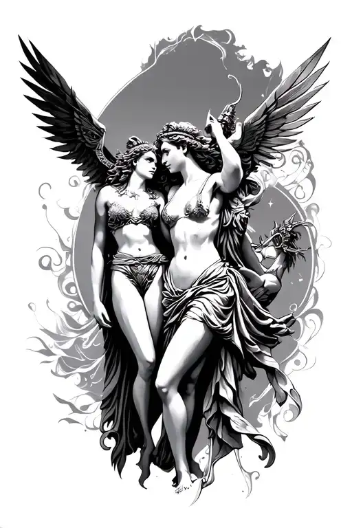 Artemis and Apollo tattoo half sleeve tattoo design idea