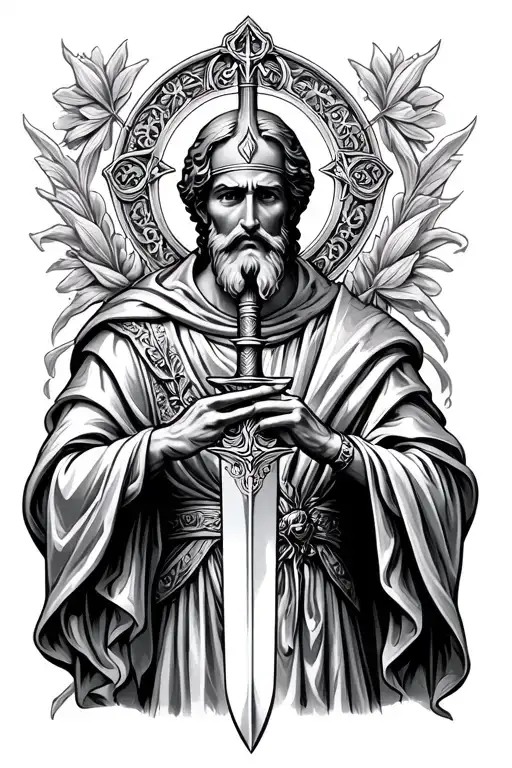 Saint Constantine with a sword tattoo design idea