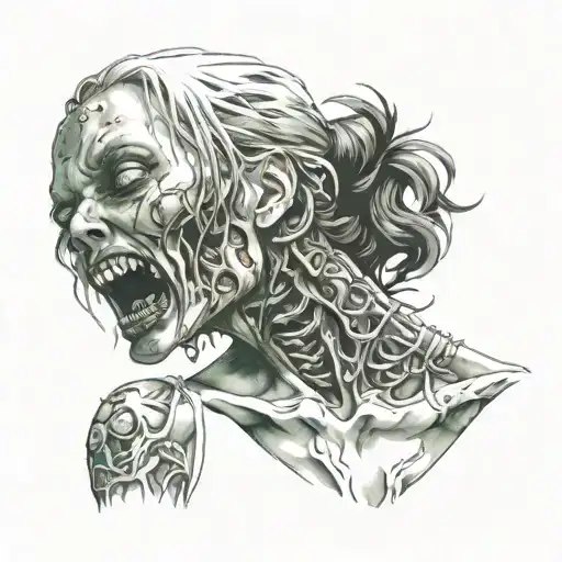 zombie girl tattoo design idea