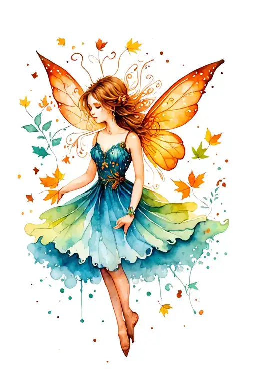 autumn fairy whimsical tattoo tattoo design idea