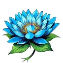 hornet and blue lotus flower blooming tattoo design idea