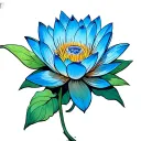 hornet and blue lotus flower blooming tattoo design idea