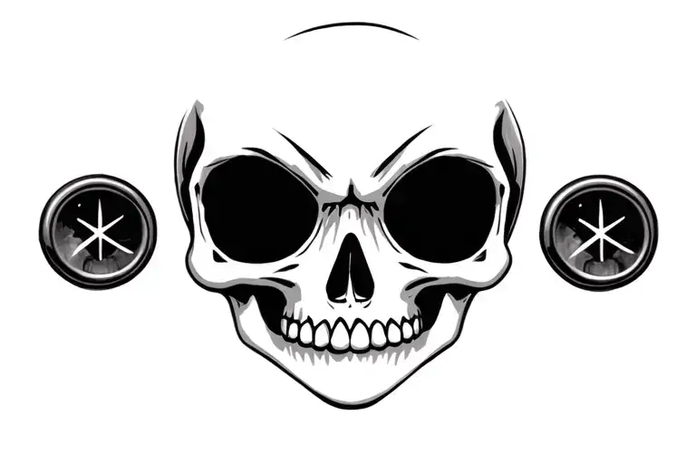 voodoo skull  button eyes tattoo design idea