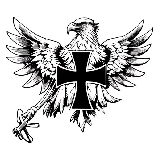 German eagle holding up iron cross tattoo design idea