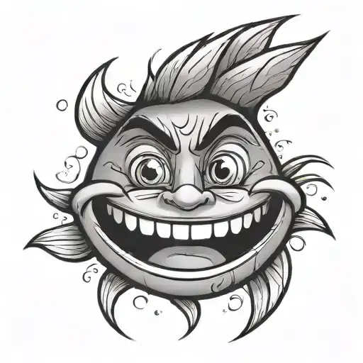 happy face frown face tattoo design idea