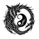 wolf and dragon yin yang symbol tattoo design idea