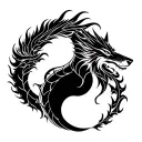 wolf and dragon yin yang symbol tattoo design idea