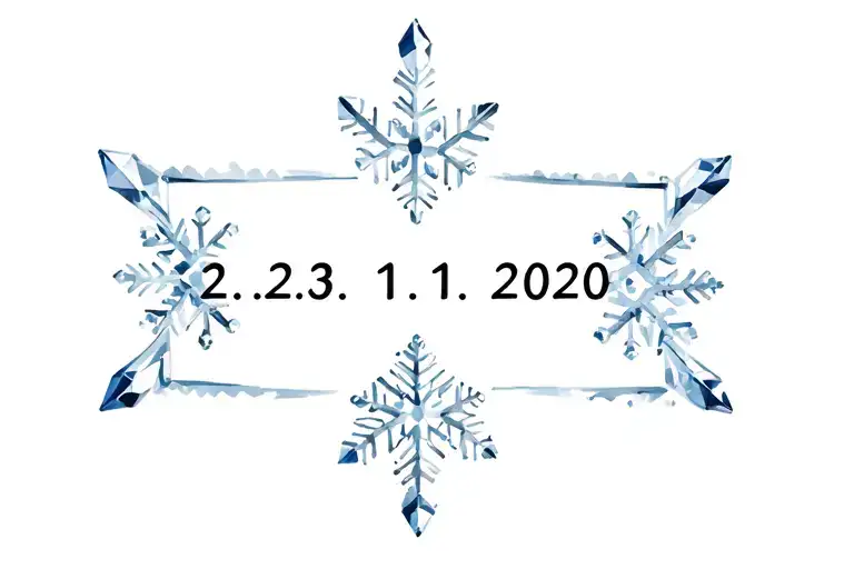 "23.01.2020 12.11.2023" snowflake and crystal sky tattoo design idea