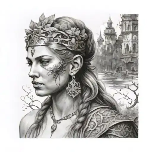 Slavic goddess Vyrgon tattoo design idea
