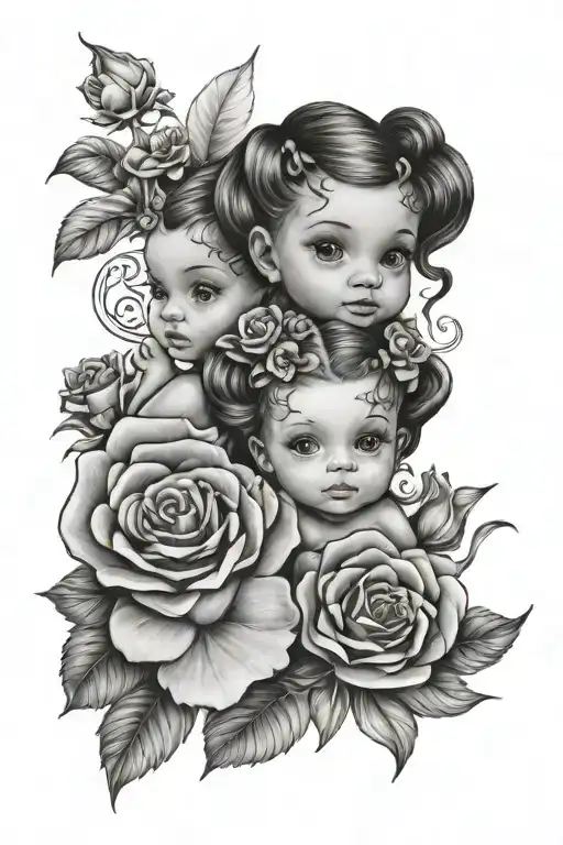 daughters, twins, Emmy and Molly west birthdate 8/16/18 tattoo design idea