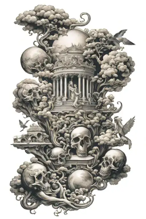 Heaven, Earth and Dante's Hell tattoo design idea