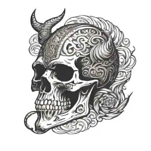 viking skull tattoo design idea