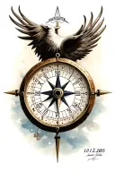 clock, compass, winter, date 10.12.2005 Realism, circular for all forearms tattoo design idea