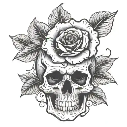 skull with a rose inside  tattoo design idea