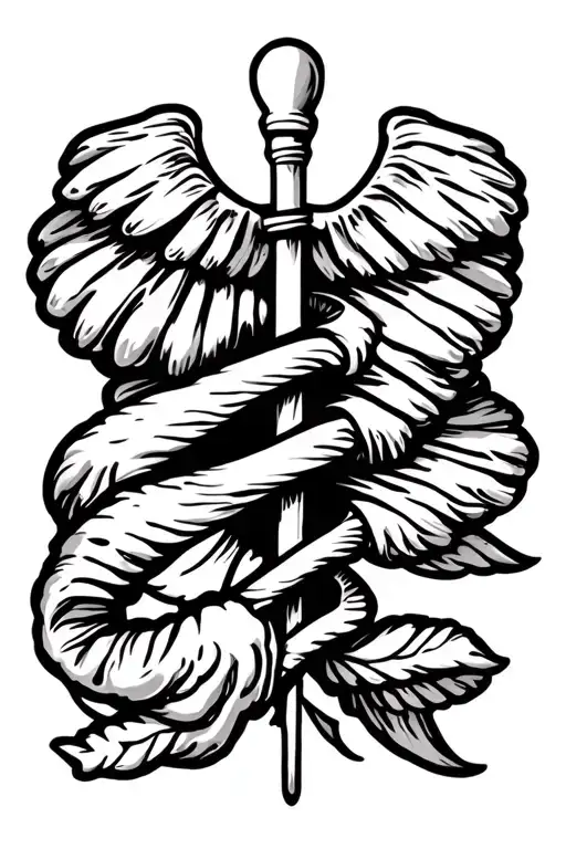 rod of asclepius minimalist tattoo design idea